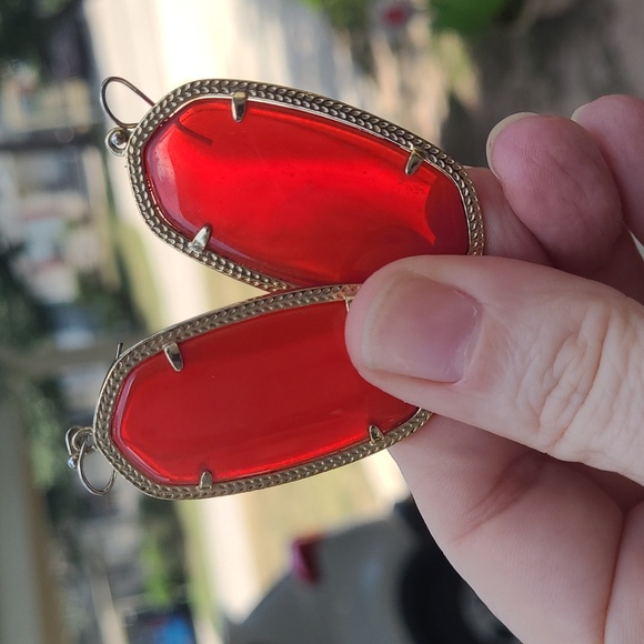 Kendra Scott Danielle drop earrings in bright red and gold VVG preloved conditio - Picture 4 of 9